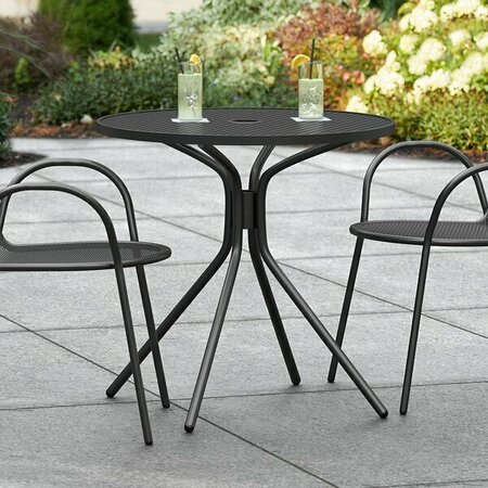 LANCASTER TABLE & SEATING Harbor Black 30'' Round Outdoor Standard Height Table with Modern Legs 427CMSM30RDB